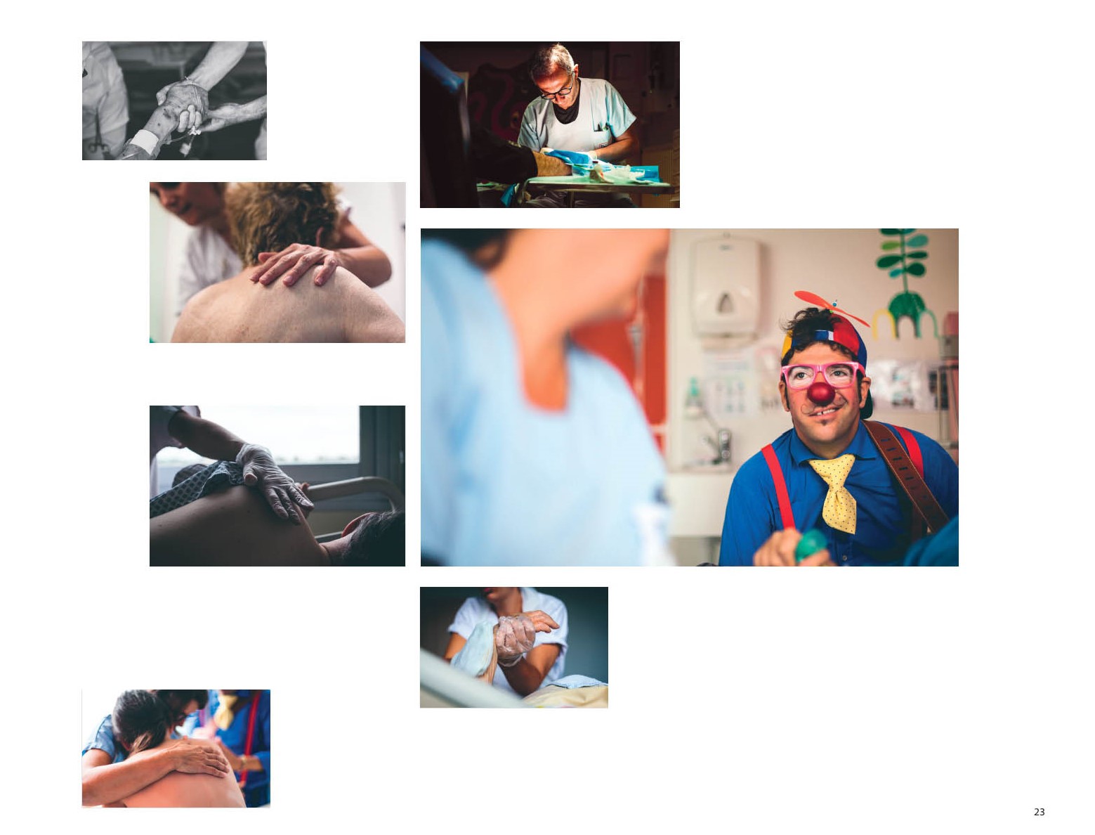 Planche de photographies de l’exposition « 100% Soignants »